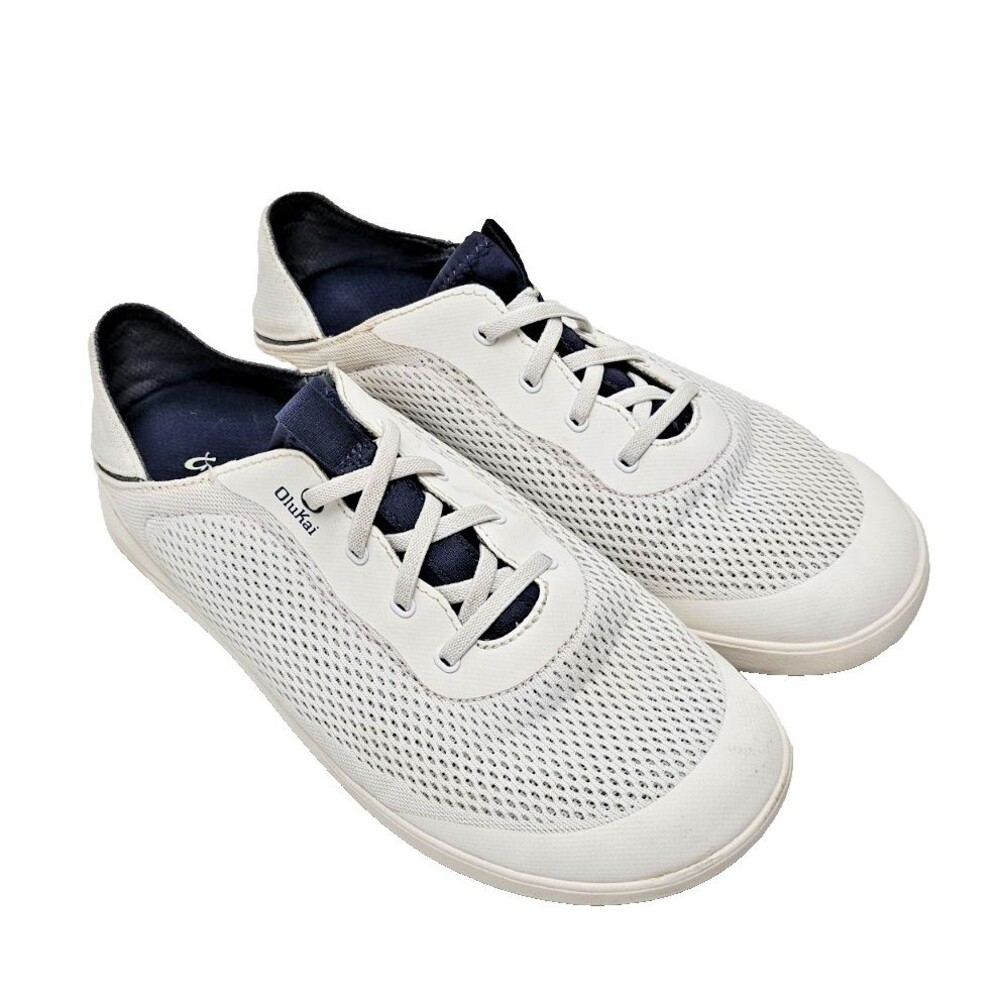 Olukai Moku Pae Sneaker White Pacifica Boat Shoes Men’s 10.5